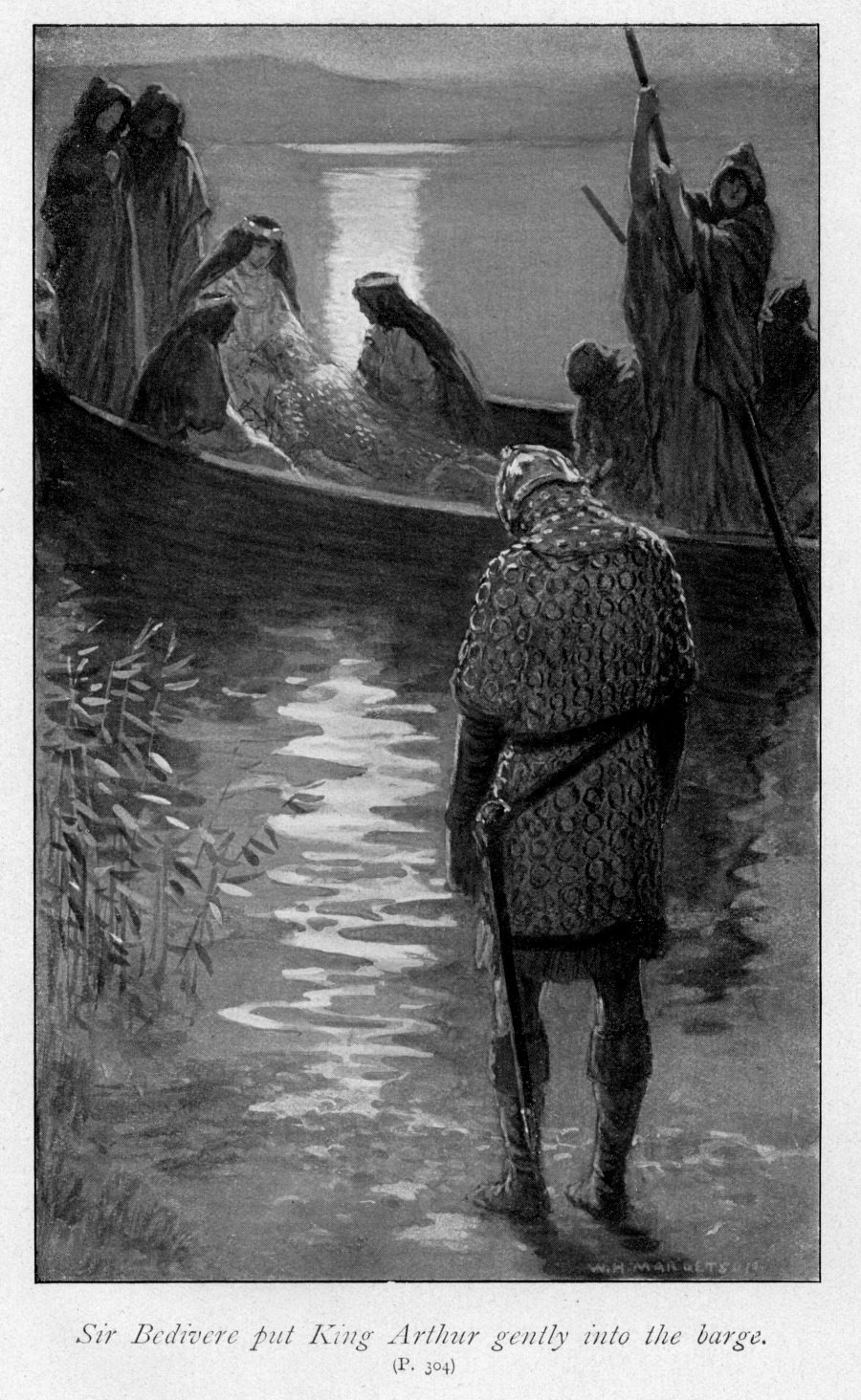 Ilustraĵo de W. H. Margetson's por Legends of King Arthur and His Knights de James Knowles