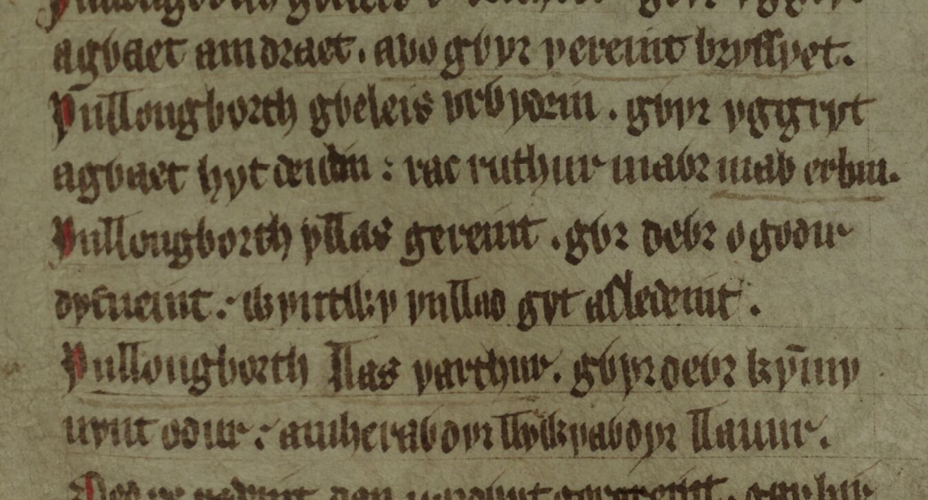 La morto de Geraint ĉe Llongborth en la poemo <i>Englynion Gereint fab Erbin</i>, la versio de la Ruĝa Libro de Hergest de <i>Gereint fil' Erbin</i>, folio 259v